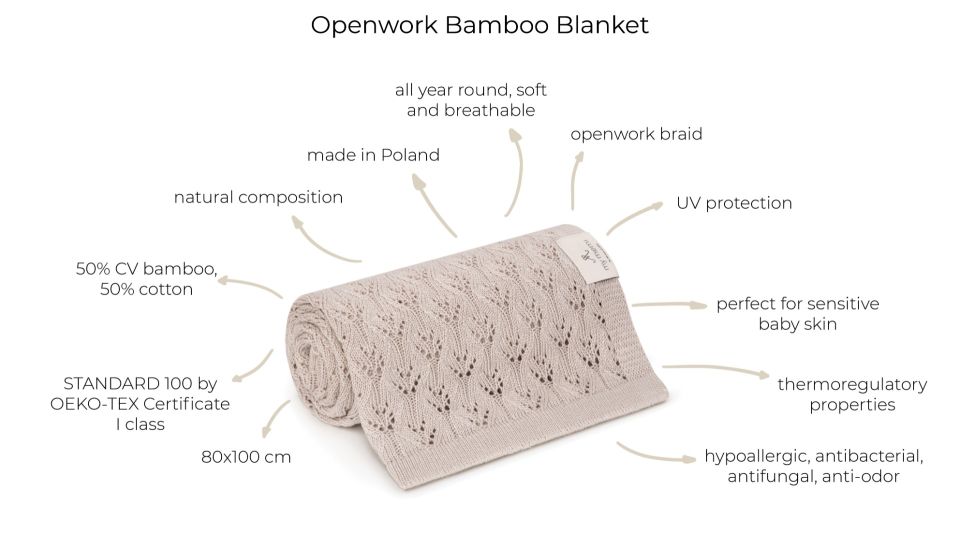 Bamboo Openwork teppi | Light Beige